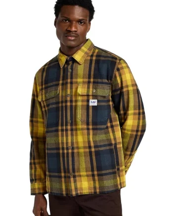 Camasa  model carouri, bumbac, Negru/Galben