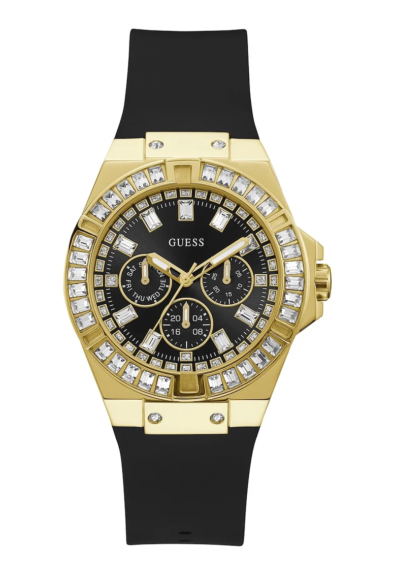 Ceas analog decorat cu cristale, Negru