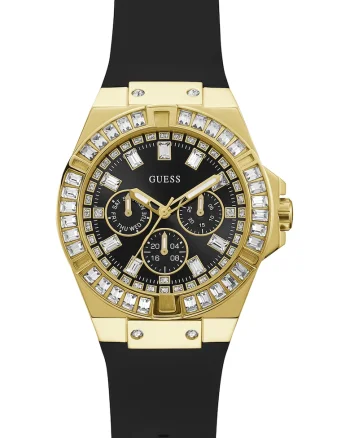 Ceas analog decorat cu cristale, Negru