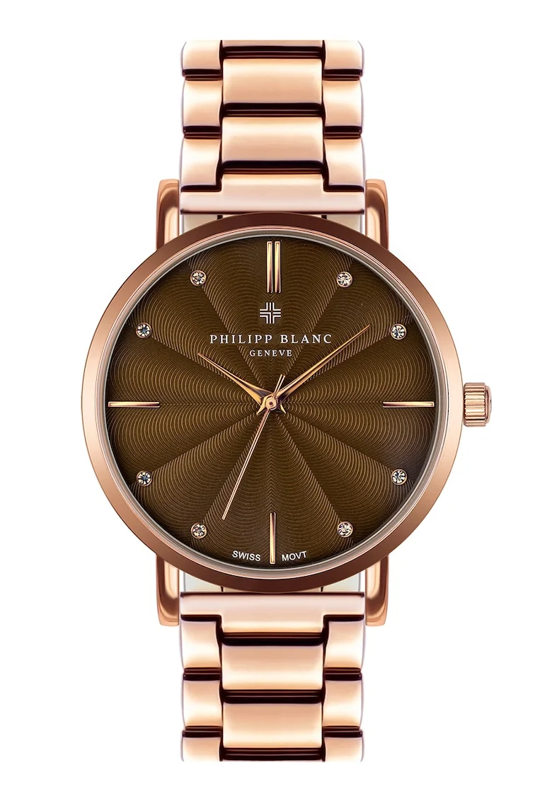 Ceas analog de otel inoxidabil Swiss Made, Auriu rose