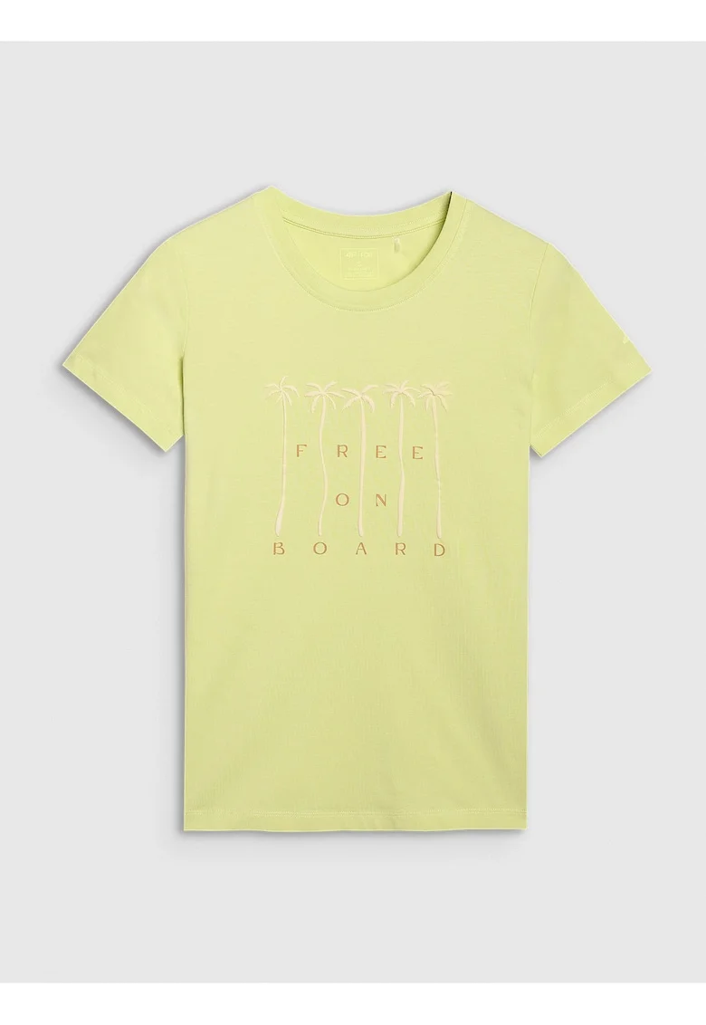 Tricou  Galben Pal, Imprimeu Hawaiian, Bumbac, Galben pal