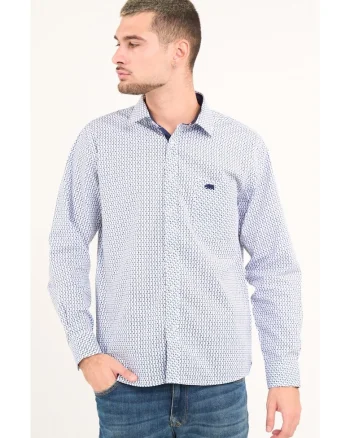 Camasa din bumbac cu model, Albastru