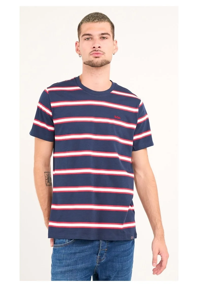 - Tricou barbat cu maneca scurta si dungi ( DRESS BLUE, Material: Bumbac, Albastru