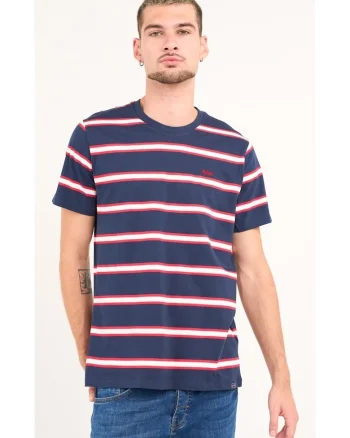 - Tricou barbat cu maneca scurta si dungi ( DRESS BLUE, Material: Bumbac, Albastru