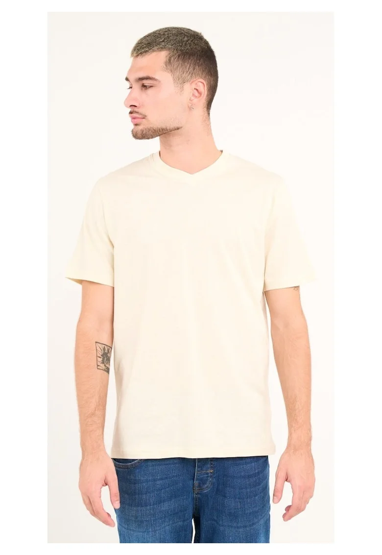 Kenvelo - Tricou barbat cu maneca scurta ( Material: Bumbac, SILVER GREEN, Bej