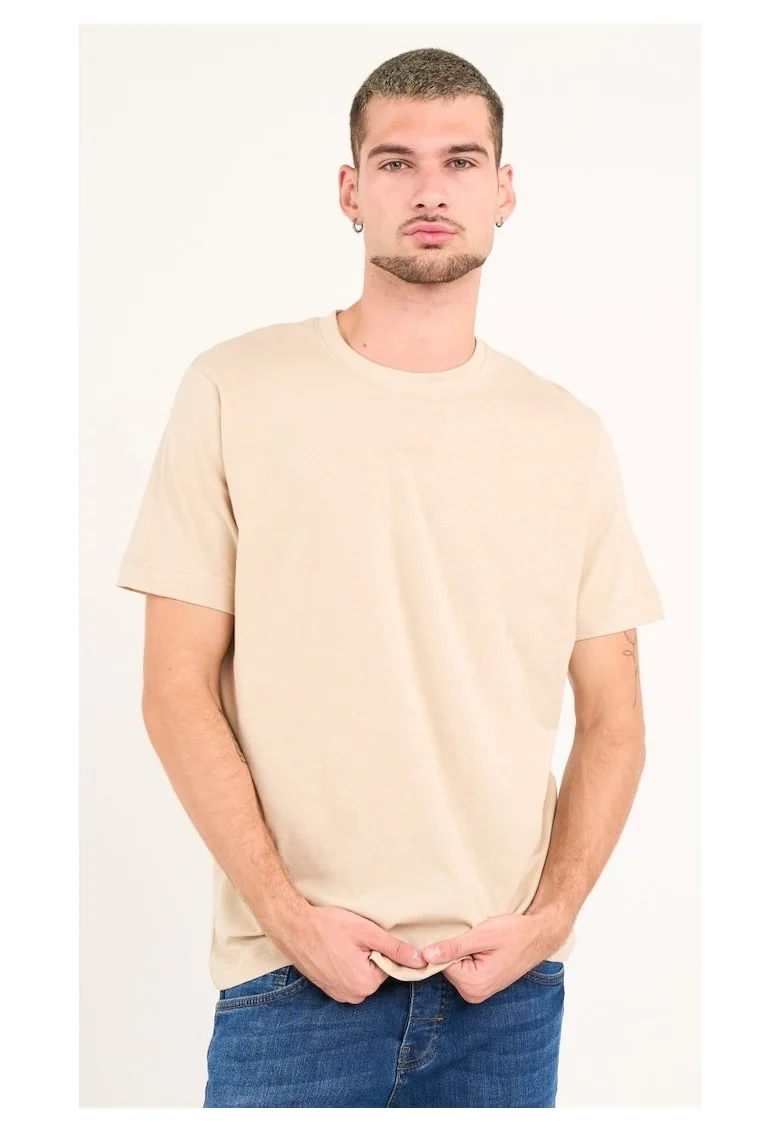 Kenvelo - Tricou barbat cu maneca scurta ( CEMENT, Material: Bumbac, Bej