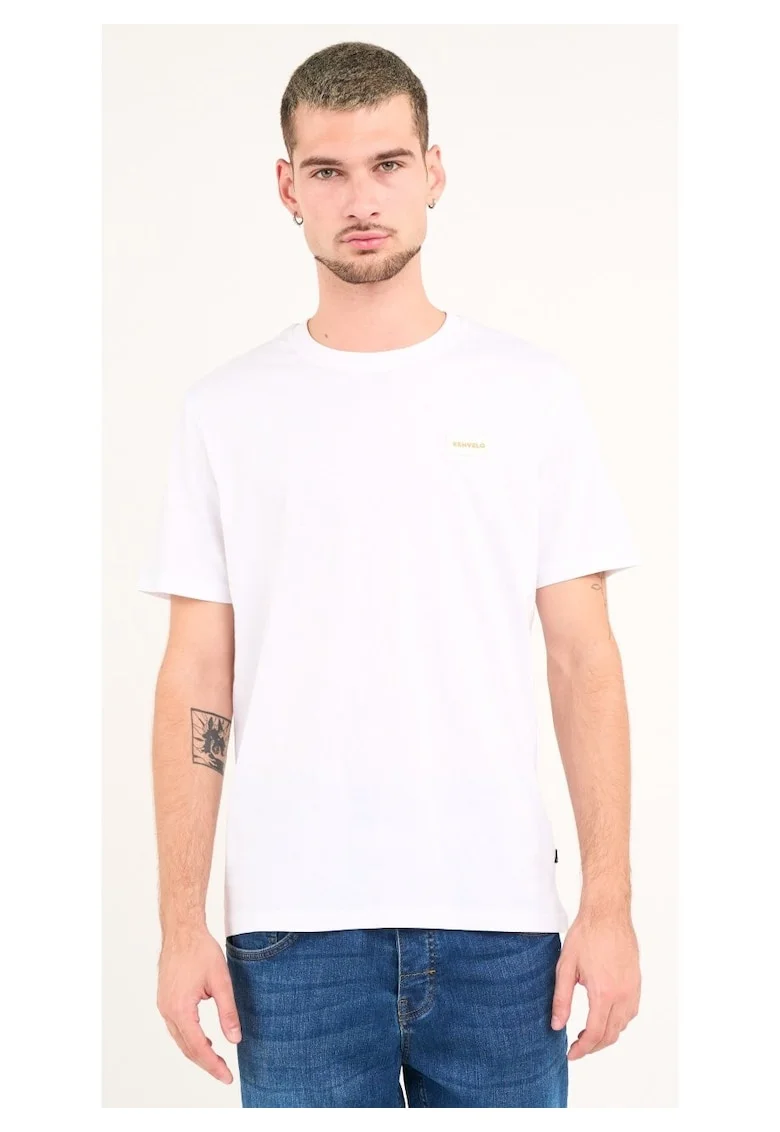 Kenvelo - Tricou barbat cu maneca scurta si logo ( WHITE, Material: Bumbac, Alb
