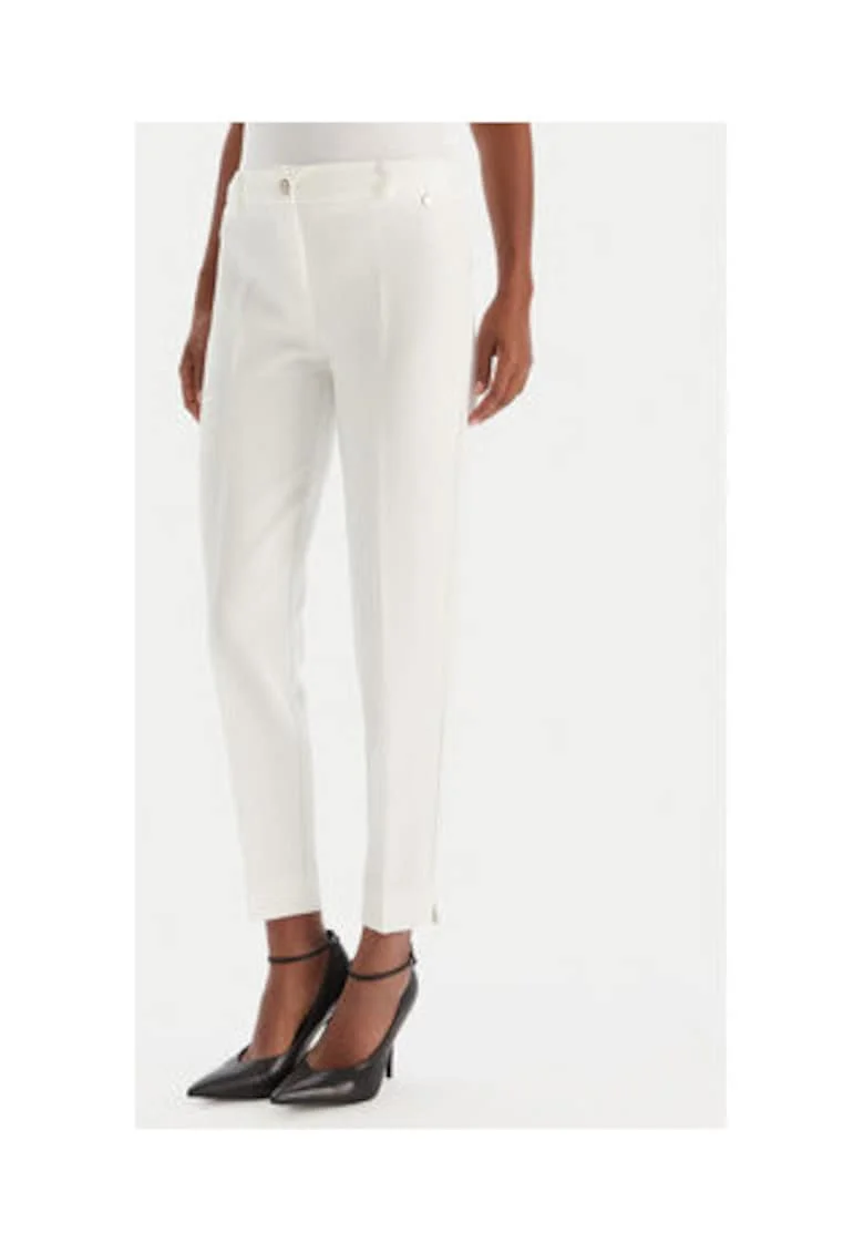 Pantaloni dama,  alb, 90% poliester, 10% elastan, Alb