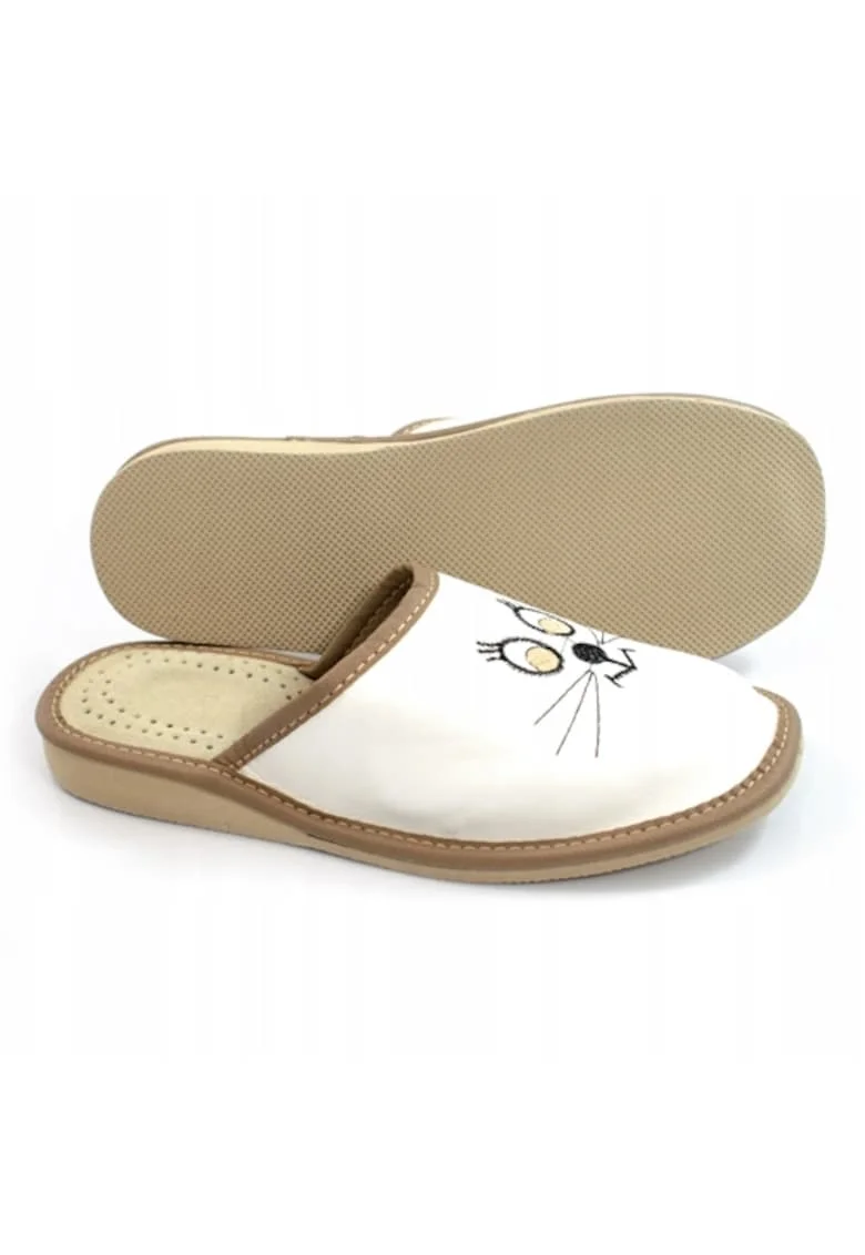 Papuci,  Piele, Bej, Marimea