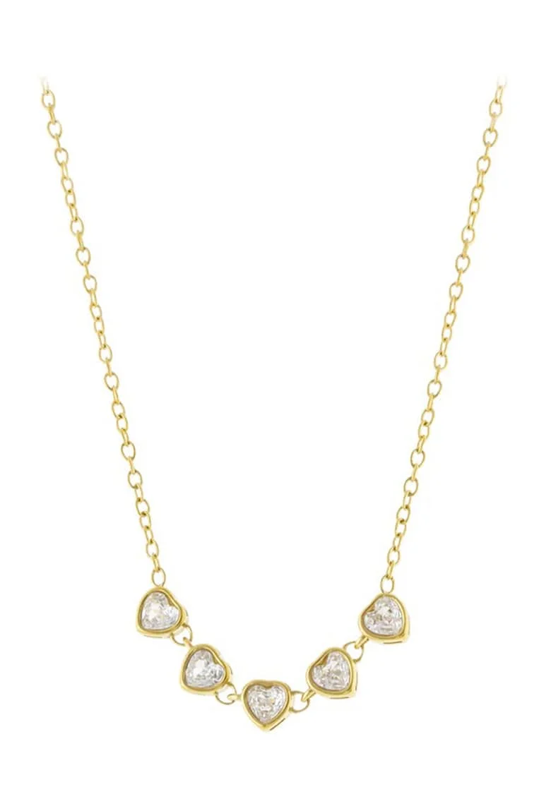 Colier placat cu aur de 18K, cu cristale, Auriu
