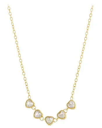 Colier placat cu aur de 18K, cu cristale, Auriu