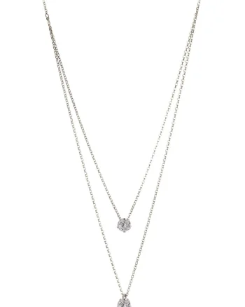 Colier dublu de argint veritabil 925 decorat cu zirconia, Argintiu