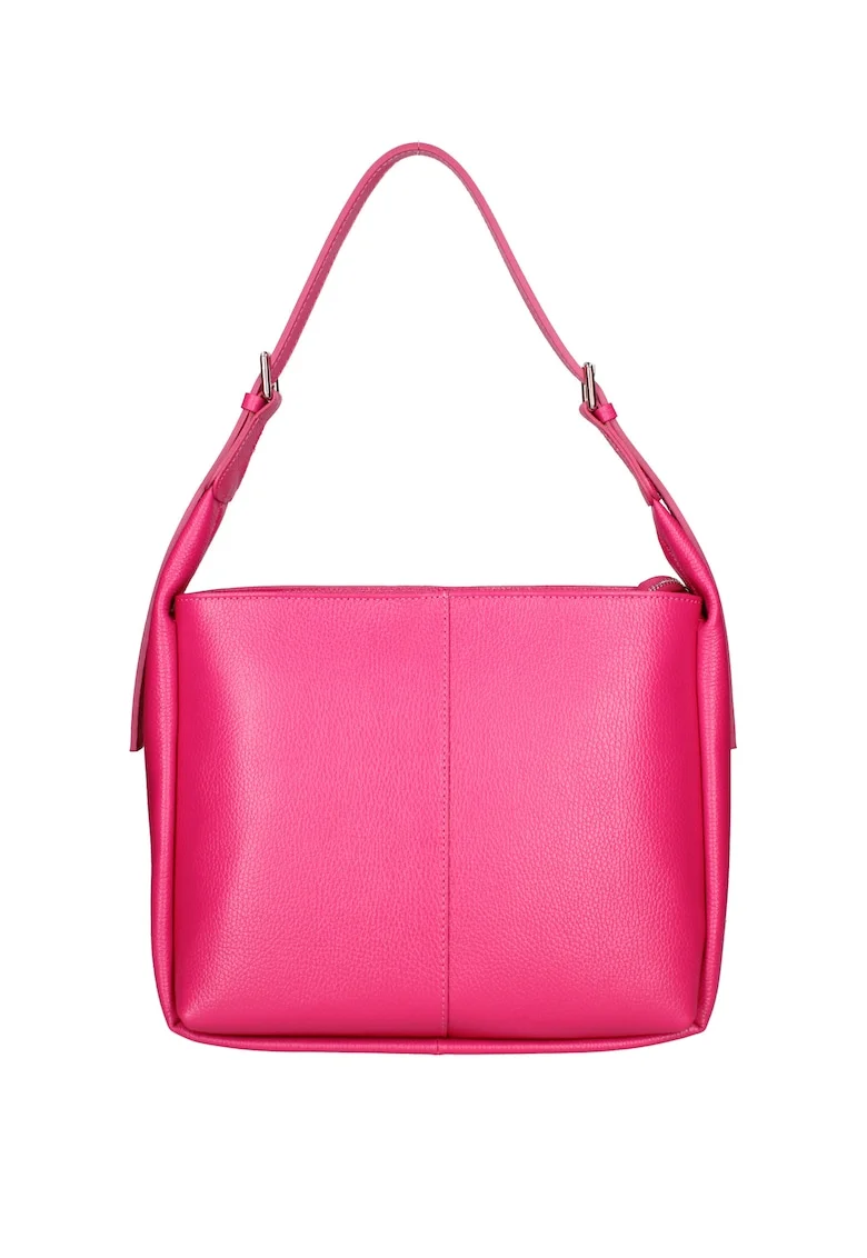 Geanta de piele cu bareta de umar, Fucsia