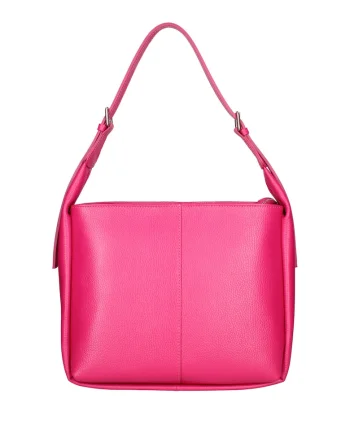 Geanta de piele cu bareta de umar, Fucsia