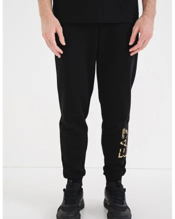 Pantaloni de trening cu imprimeu logo, Negru