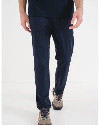 Pantaloni regular fit cu model uni si buzunare laterale, Albastru ultramarin