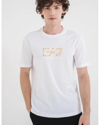 Tricou din bumbac cu imprimeu logo, Alb optic