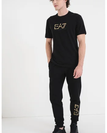Tricou din bumbac cu imprimeu logo, Negru