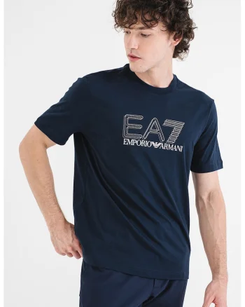 Tricou regular fit din bumbac cu imprimeu logo, Albastru ultramarin