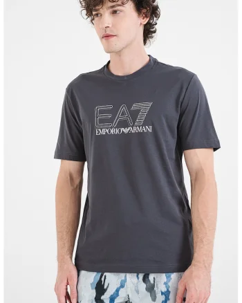 Tricou regular fit din bumbac cu imprimeu logo, Gri antracit