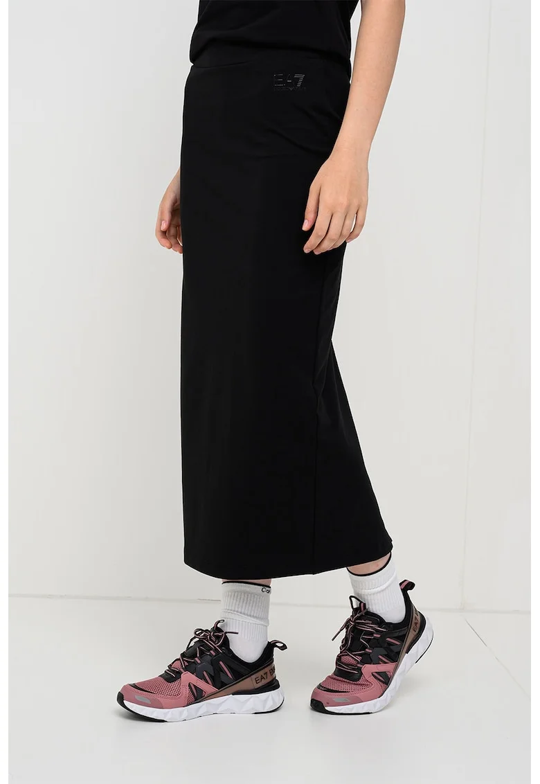 Fusta midi cu croiala dreapta, Negru