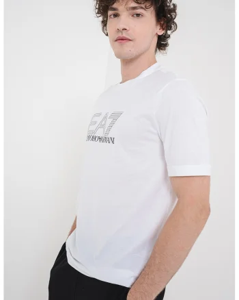 Tricou regular fit din bumbac cu imprimeu logo, Alb optic
