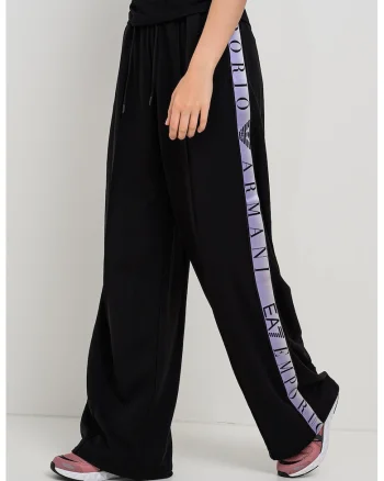 Pantaloni de trening cu croiala ampla si snur de ajustare in talie, Negru