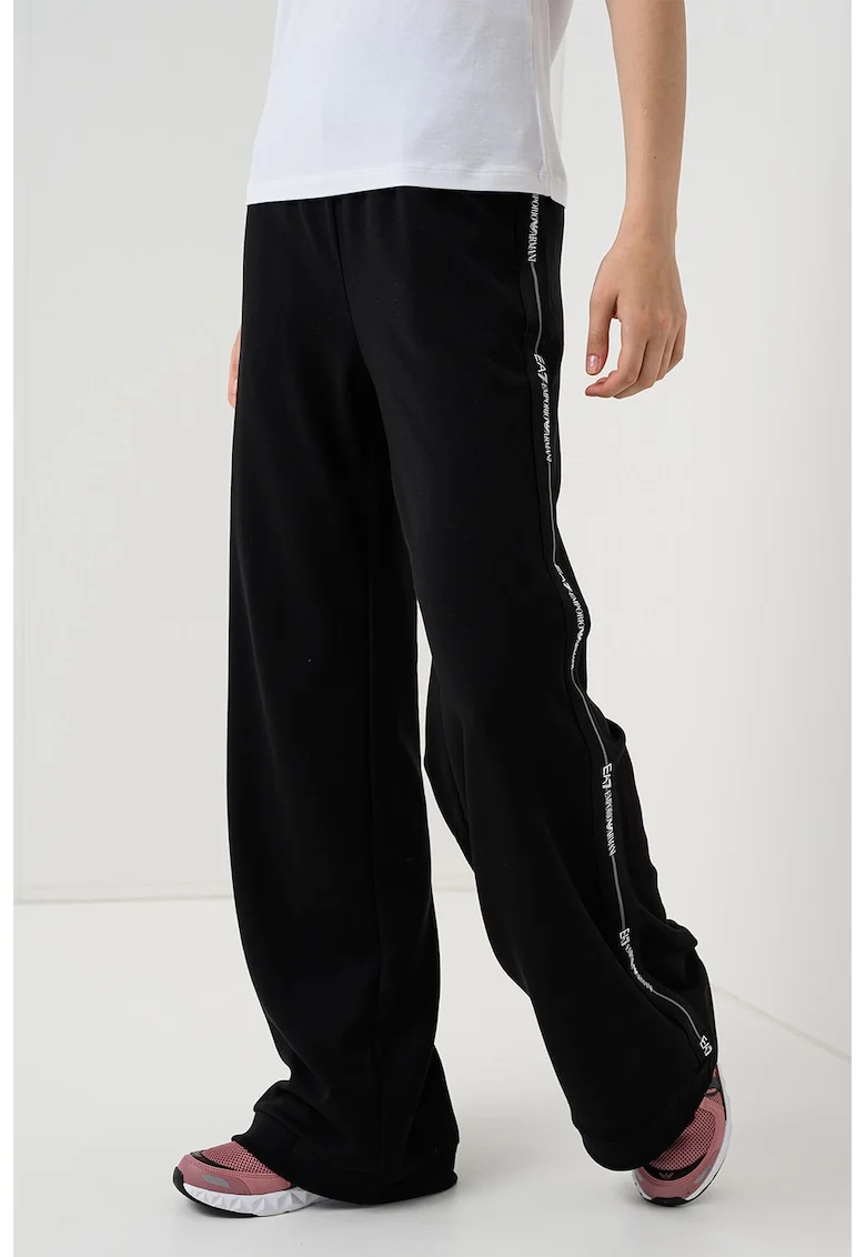 Pantaloni de trening relaxed fit cu talie inalta, Negru