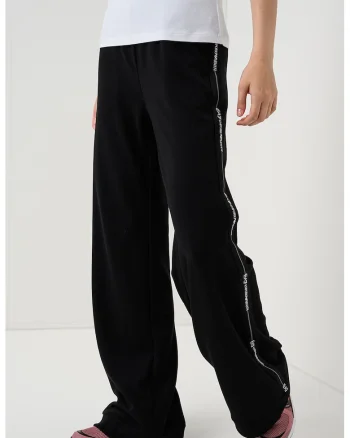 Pantaloni de trening relaxed fit cu talie inalta, Negru