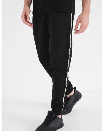 Pantaloni de trening cu segmente logo laterale, Negru