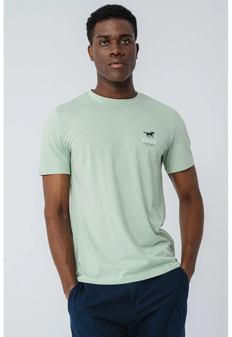 Tricou cu decolteu la baza gatului Austin, Alb/Bleumarin/Verde menta