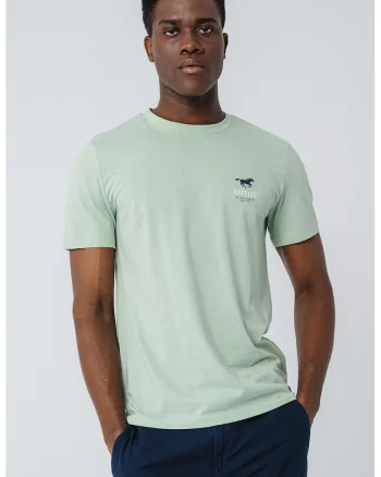 Tricou cu decolteu la baza gatului Austin, Alb/Bleumarin/Verde menta