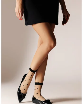 Sosete scurte cu model floral, Negru/Bej deschis