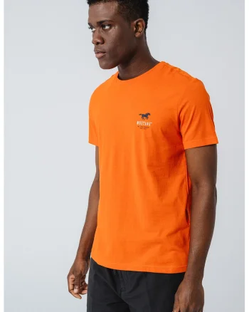 Tricou cu decolteu la baza gatului Austin, Alb/Negru/Portocaliu stins