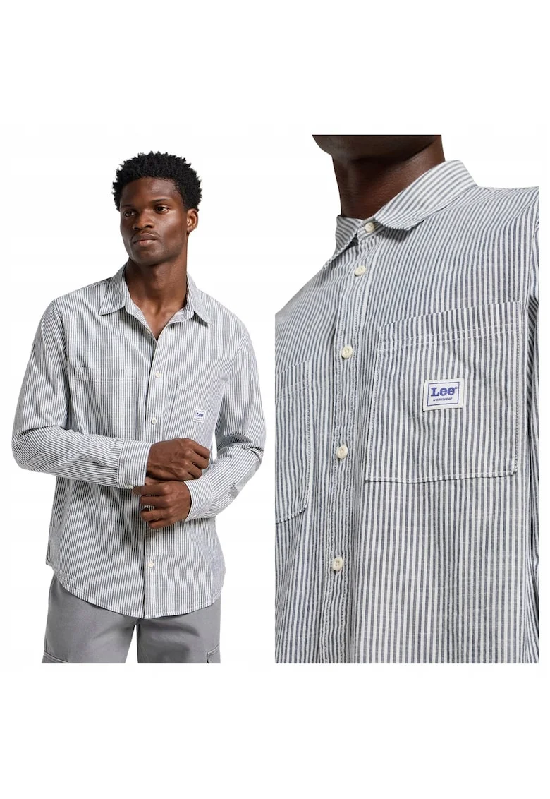 Camasa confortabila de barbati,  Marimea S, Alb ecru, Model WORKWEAR SHIRT 2.0, Croiala lejera si dreapta, Fara inchidere, Confectionata integral din bumbac premium 100% foarte rezistent