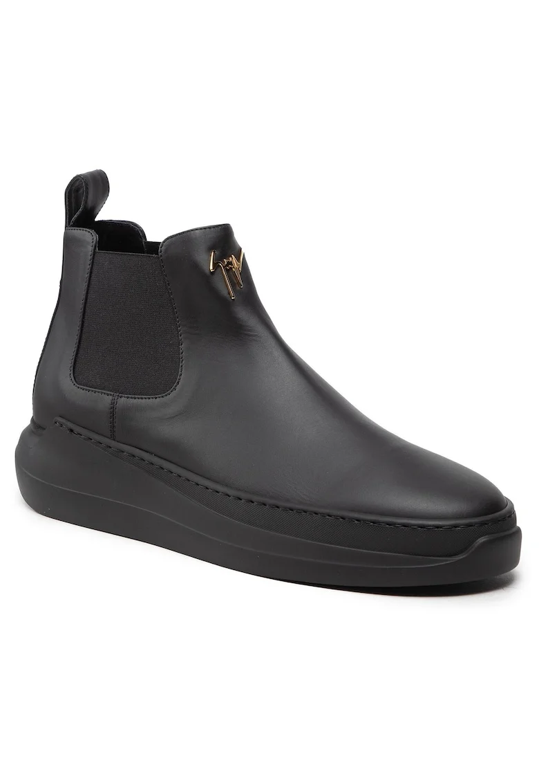 Ghete barbati,  piele naturala, negru, croiala ingusta