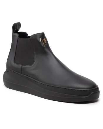 Ghete barbati,  piele naturala, negru, croiala ingusta