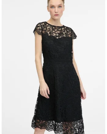 Rochie midi asimetrica brodata, Negru