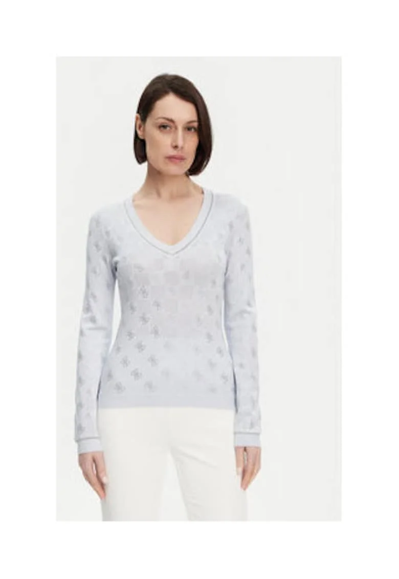 Pulover cu decolteu in V si maneci lungi 921249, Albastru
