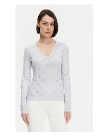 Pulover cu decolteu in V si maneci lungi 921249, Albastru