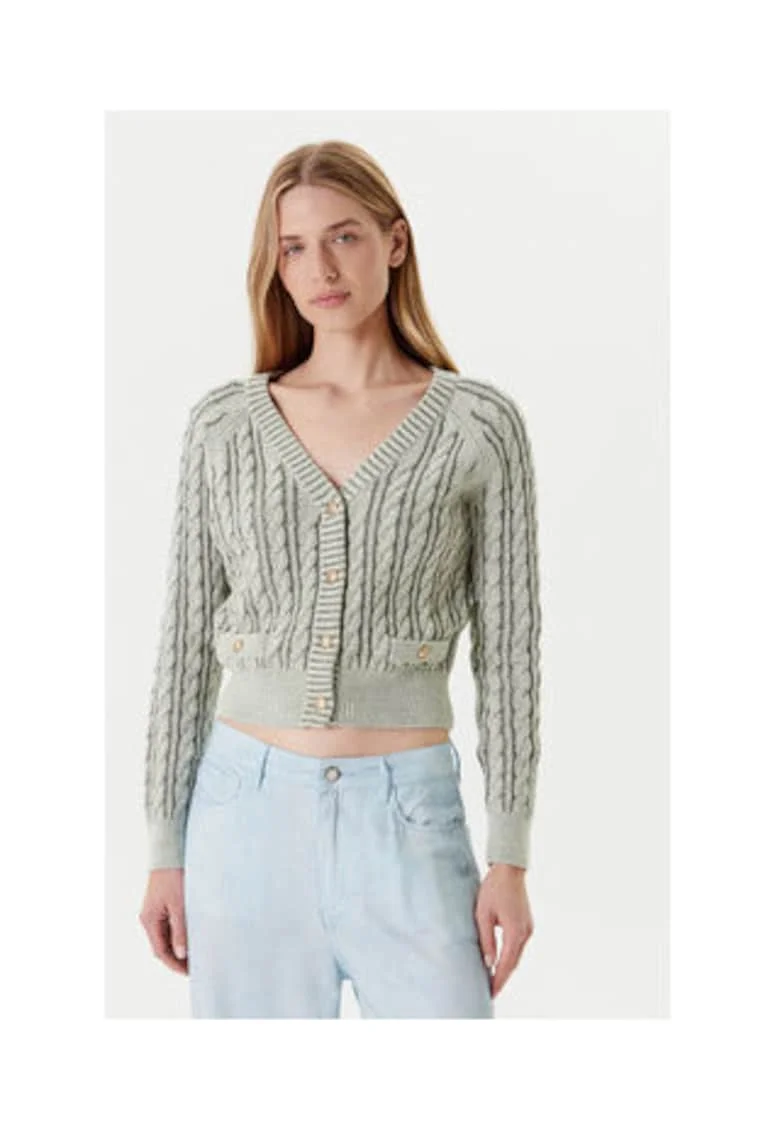 Cardigan din bumbac cu decolteu in V 53594, Verde