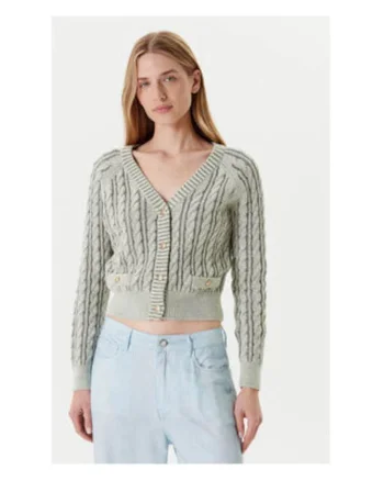 Cardigan din bumbac cu decolteu in V 53594, Verde