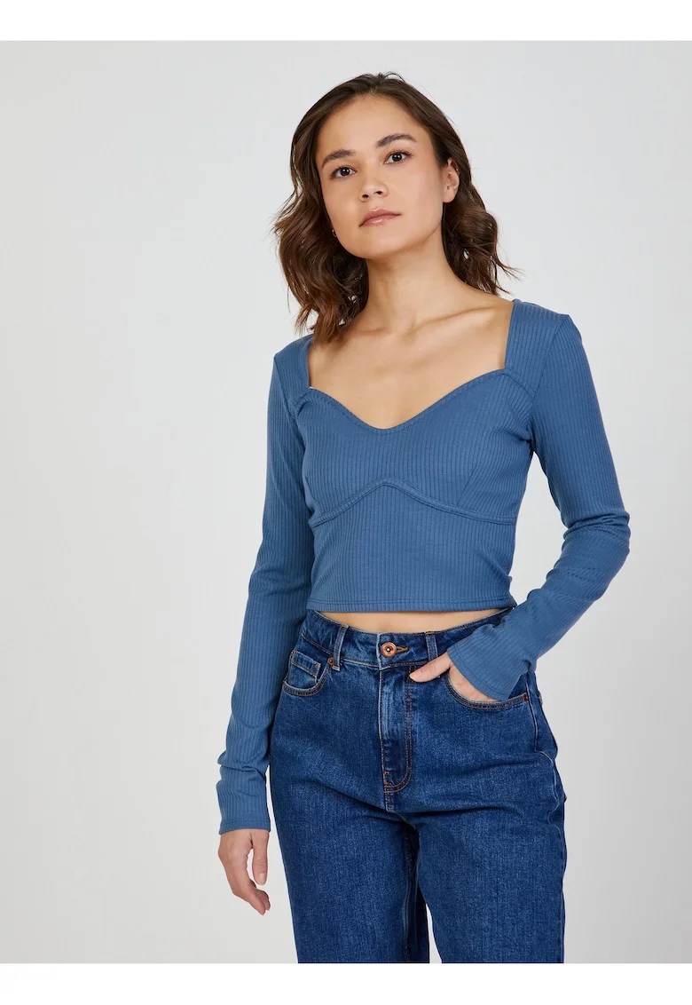 Bluza crop cu decolteu sweetheart