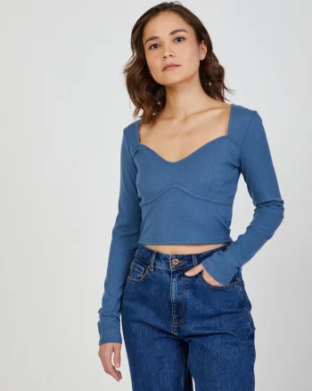 Bluza crop cu decolteu sweetheart