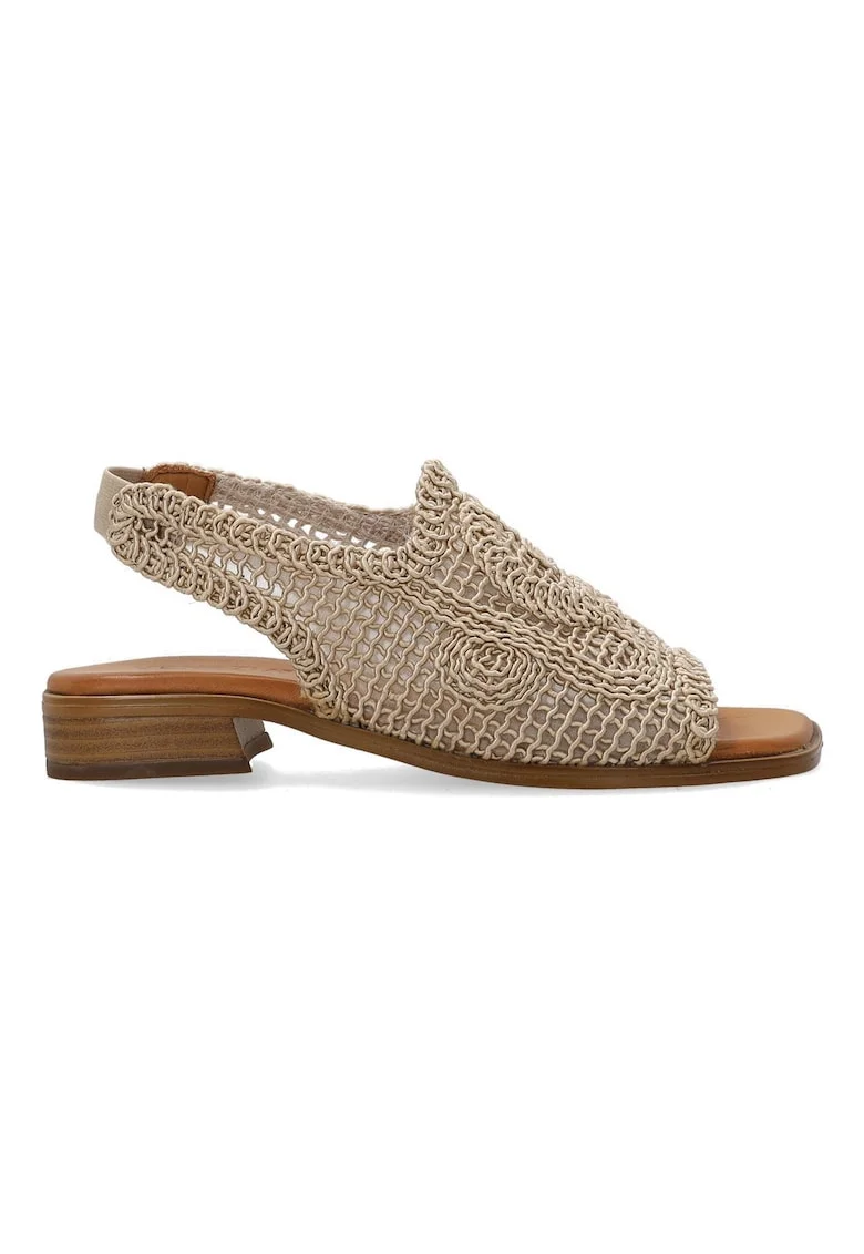 Sandale slingback cu aspect crosetat