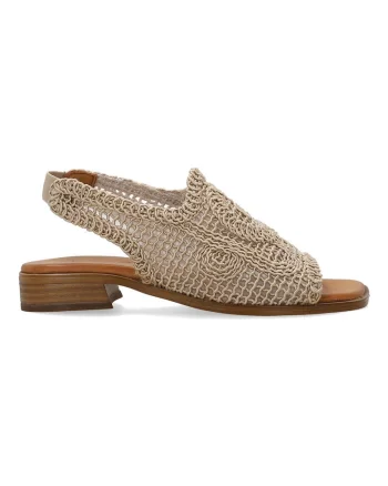 Sandale slingback cu aspect crosetat
