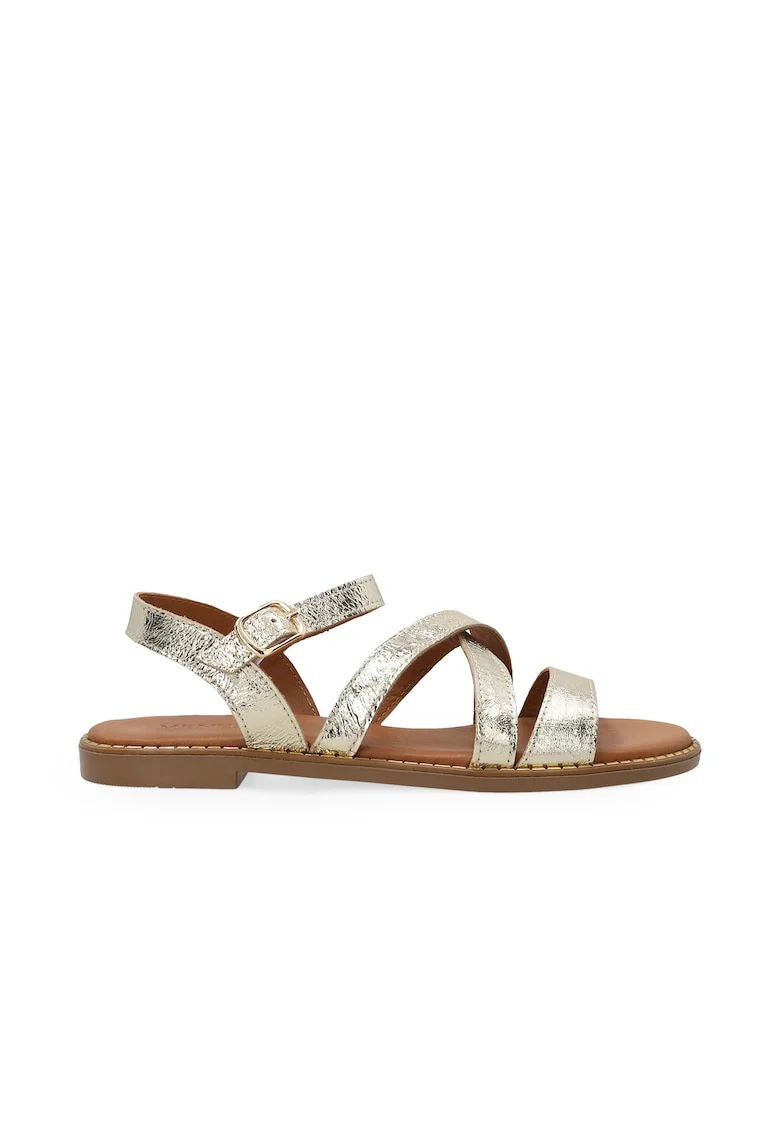 Sandale romane din piele, cu aspect metalizat