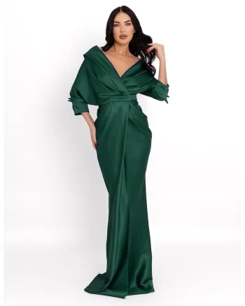 Rochie maxi cu decolteu in V, Verde englez