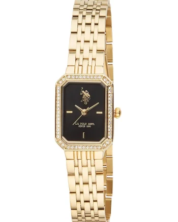 Ceas analog cu cristale bezel, Auriu