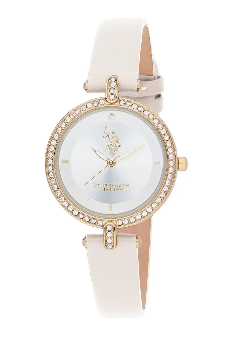 Ceas analog cu curea din piele, Ivory
